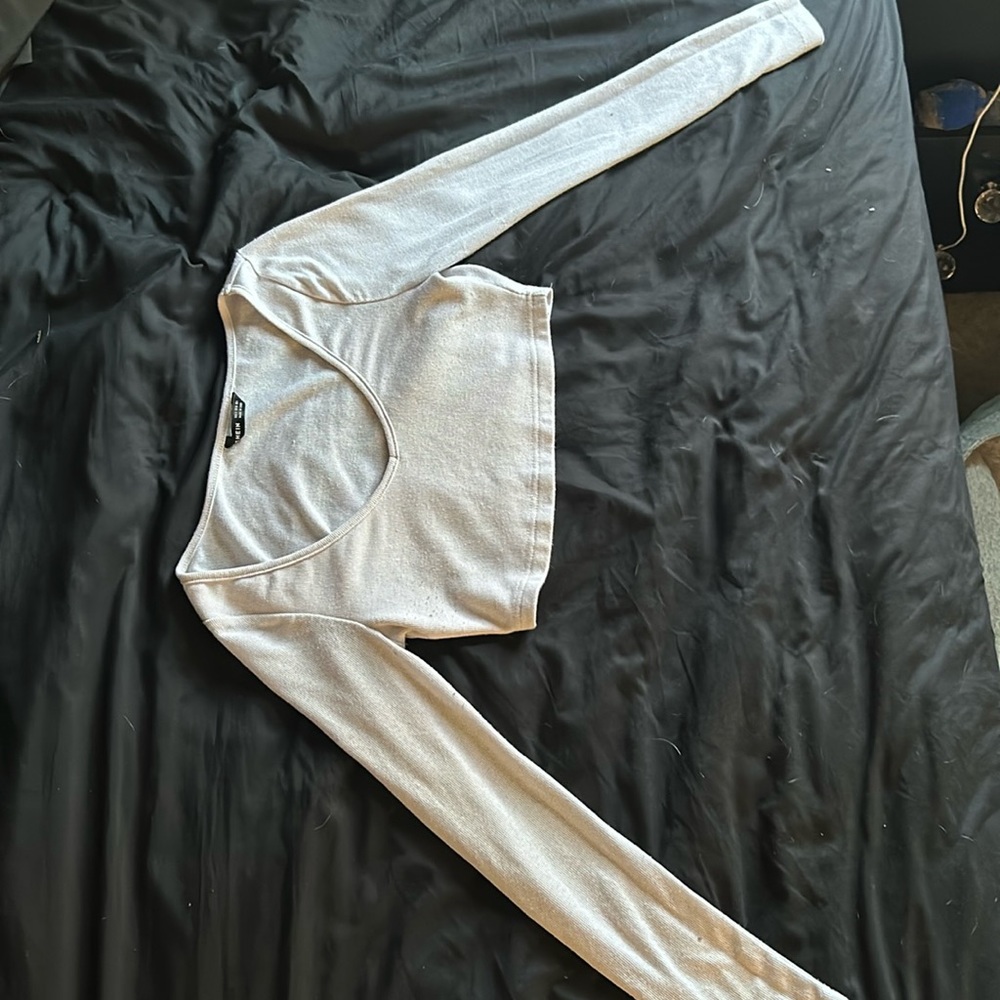 SHEIN Basic White Cropped Long Sleeve
